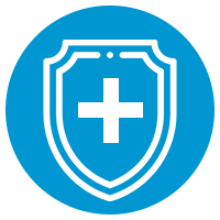 blue icon with insurance shield