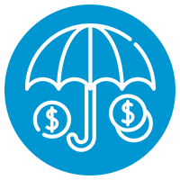 blue icon with umbrella