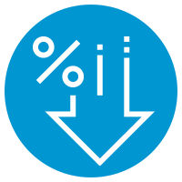 blue icon with arrow pointing down